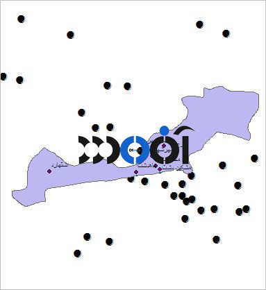 شیپ فایل شهرهای شهرستان کرج به صورت نقطه ای